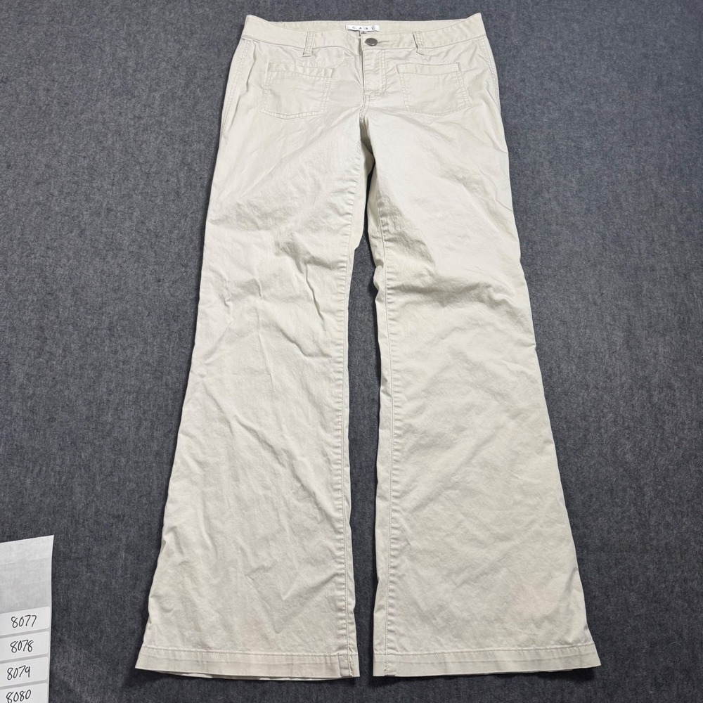 VTG Y2K Cabi Women 8 Khaki Beige Wide Leg Stretch Cotton Trousers Pants 54077